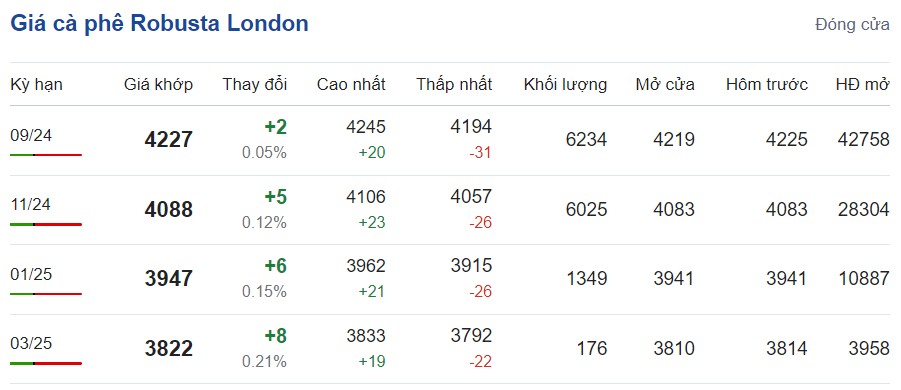 Giá cà phê hôm nay 3/8/2024: Giá cà phê hôm nay 3/8/2024: