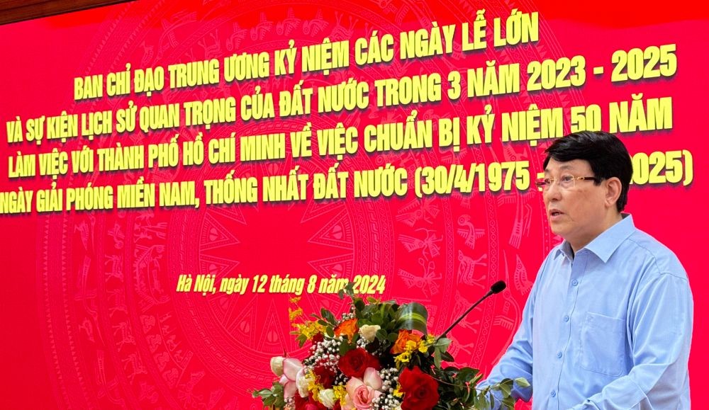 Ủy viên Bộ Chính trị, Thường trực Ban Bí thư Lương Cường - Trưởng Ban Chỉ đạo - phát biểu tại Hội nghị. Ảnh: T.Vương Ủy viên Bộ Chính trị, Thường trực Ban Bí thư Lương Cường - Trưởng Ban Chỉ đạo - phát biểu tại Hội nghị. Ảnh: T.Vương