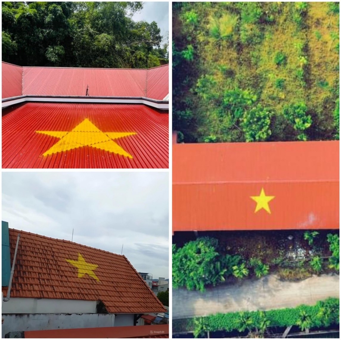 Hưởng ứng ngày 2/9: Tình yêu nước vươn lên tận “nóc” Hưởng ứng ngày 2/9: Tình yêu nước vươn lên tận “nóc”