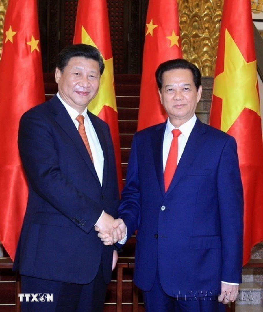 Thủ tướng Nguyễn Tấn Dũng hội kiến Tổng Bí thư, Chủ tịch Trung Quốc Tập Cận Bình thăm cấp Nhà nước Việt Nam, ngày 5/11/2015. (Ảnh: Thống Nhất/TTXVN) ttxvn_Viet-Trung26.jpg