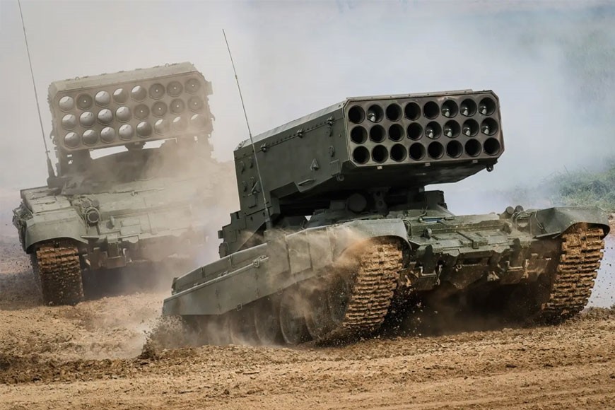 Hệ thống pháo TOS-1 Buratino của quân đội Nga. Ảnh: Sputnik Hệ thống pháo TOS-1 Buratino của quân đội Nga. Ảnh: Sputnik