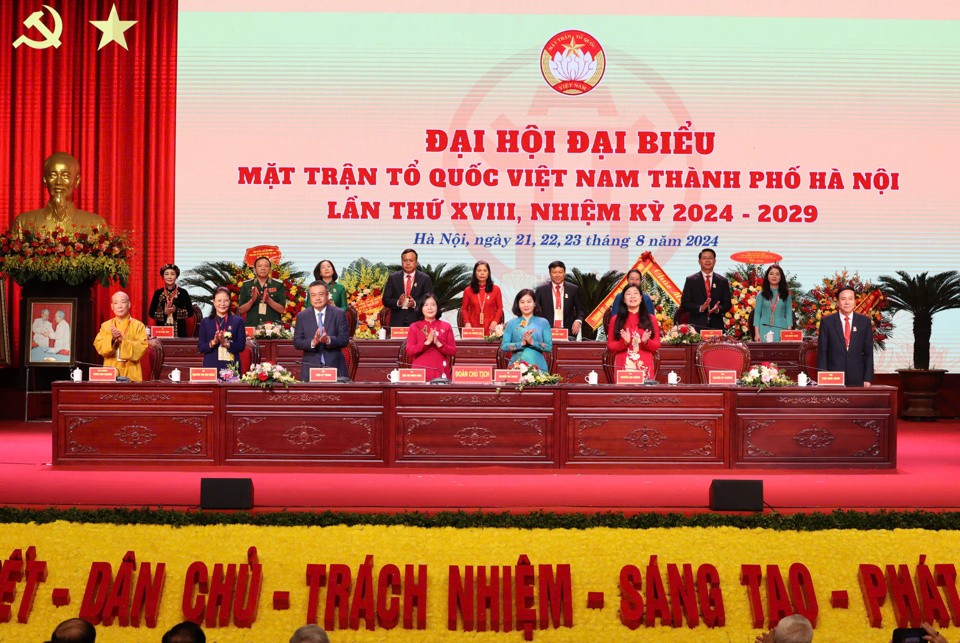 Đại hội đại biểu MTTQ Việt Nam thành phố Hà Nội lần thứ XVIII, nhiệm kỳ 2024-2029. (Ảnh: Kinhtedothi.vn) Đại hội đại biểu MTTQ Việt Nam thành phố Hà Nội lần thứ XVIII, nhiệm kỳ 2024-2029. (Ảnh: Kinhtedothi.vn)