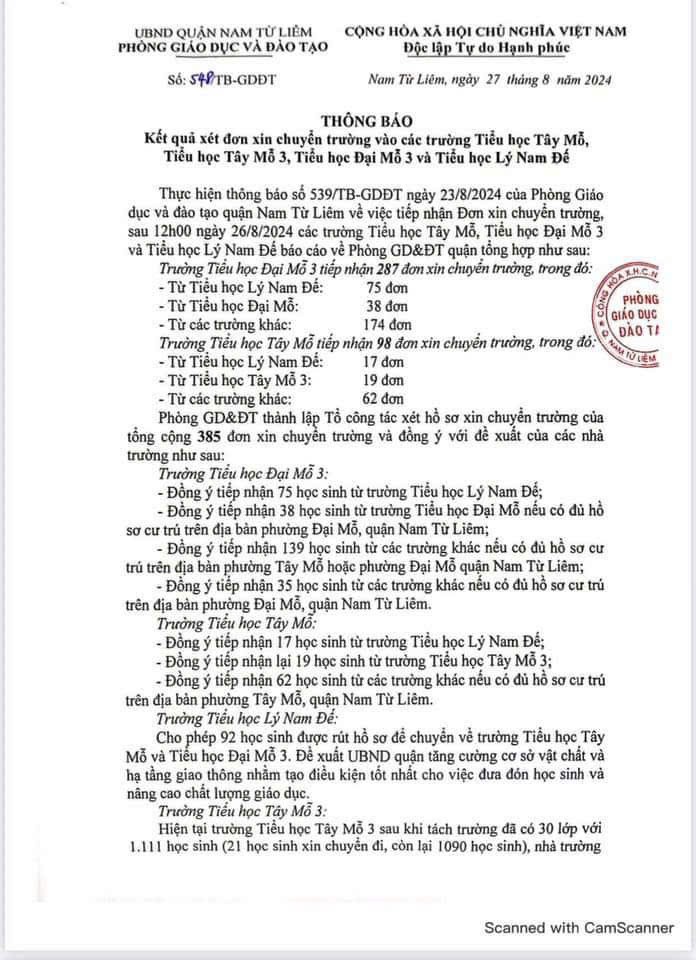 Nóng: Trường Tiểu học Tây Mỗ 3 không tiếp nhận thêm học sinh Nóng: Trường Tiểu học Tây Mỗ 3 không tiếp nhận thêm học sinh