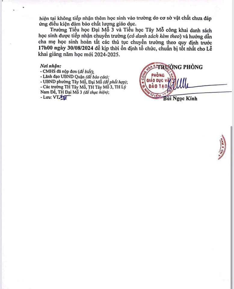 Nóng: Trường Tiểu học Tây Mỗ 3 không tiếp nhận thêm học sinh Nóng: Trường Tiểu học Tây Mỗ 3 không tiếp nhận thêm học sinh