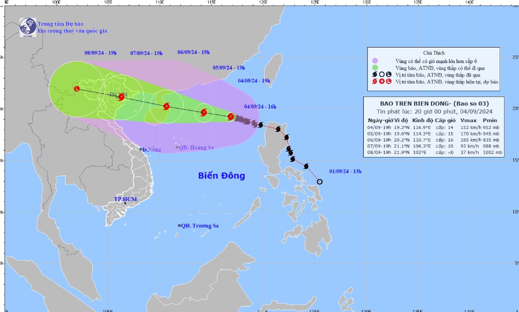 Cơn bão số 3 trên Biển Đông, cập nhật mới nhất 4h ngày 5/9... Cơn bão số 3 trên Biển Đông, cập nhật mới nhất 4h ngày 5/9...