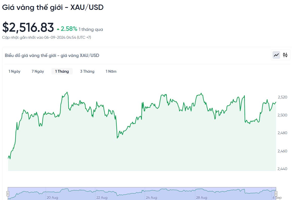 Giá vàng hôm nay 6/9/2024: Giá vàng hôm nay 6/9/2024
