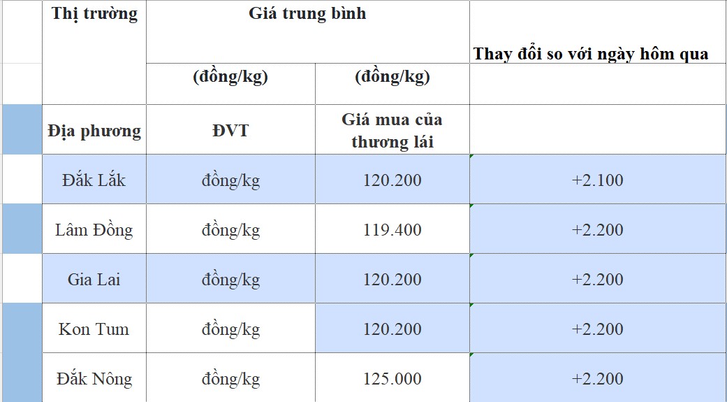 Giá cà phê hôm nay 6/9/2024: