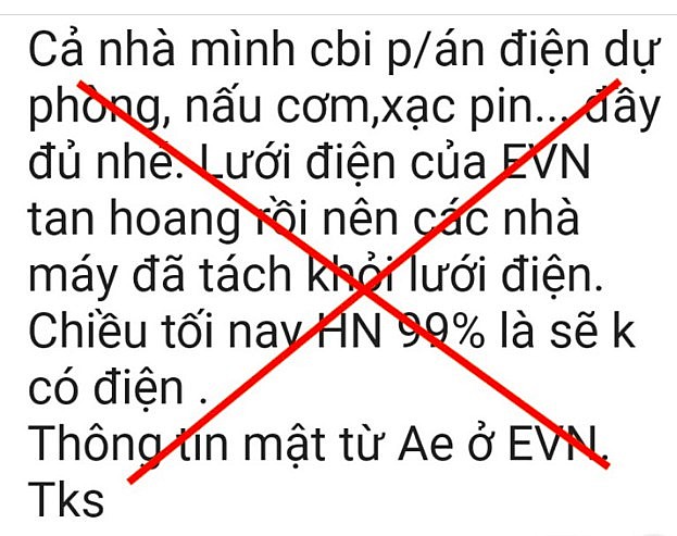 Cảnh báo về thông tin giả về hệ thống điện trong bão Yagi Cảnh báo về thông tin giả về hệ thống điện trong bão Yagi