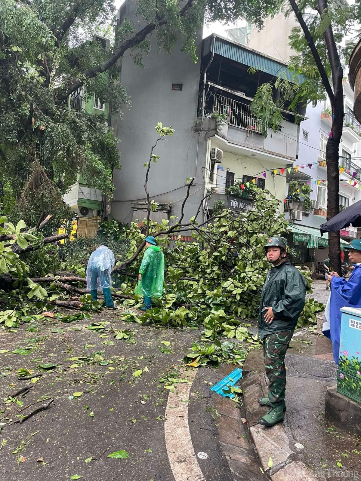 Ghi nhận công tác khắc phục hậu quả sau bão số 3 các quận nội thành Hà Nội sáng ngày 8/9