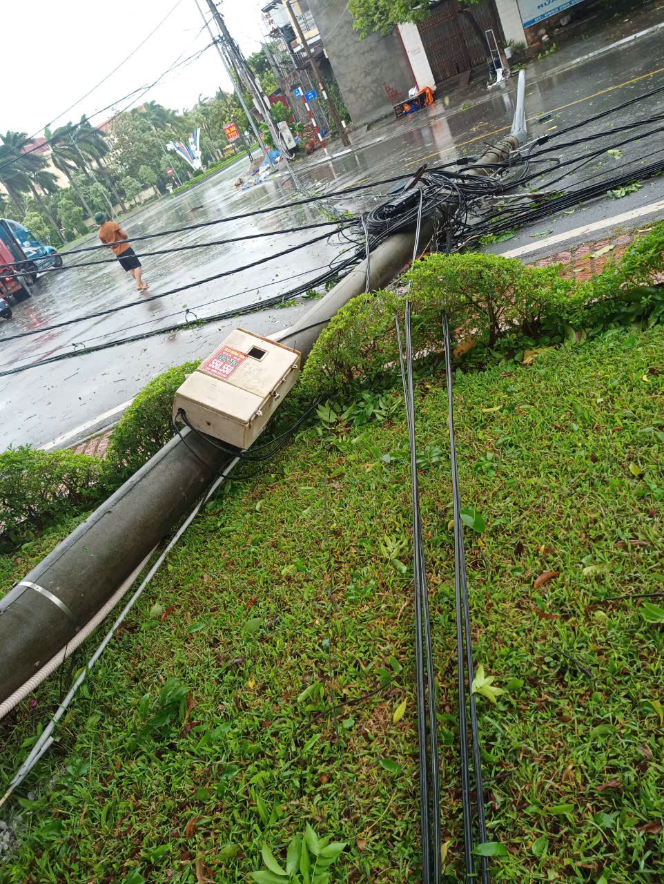 Thợ điện trắng đêm xử lý sự cố do bão số 3 Thợ điện trắng đêm xử lý sự cố do bão số 3