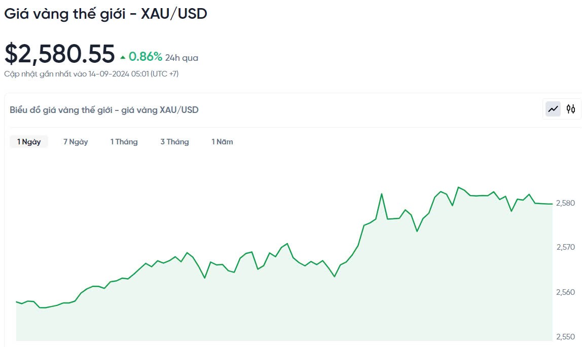 Giá vàng hôm nay 14/9/2024: Vàng tăng vọt lên mốc kỷ lục mới