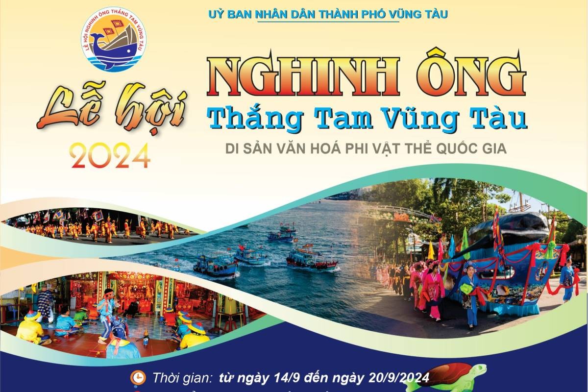 Áp phích giới thiệu chương trình lễ hội Nghinh Ông Thắng Tam năm 2024 ở TP Vũng Tàu. Ảnh: UBND VT Áp phích giới thiệu chương trình lễ hội Nghinh Ông Thắng Tam năm 2024 ở TP Vũng Tàu. Ảnh: UBND VT