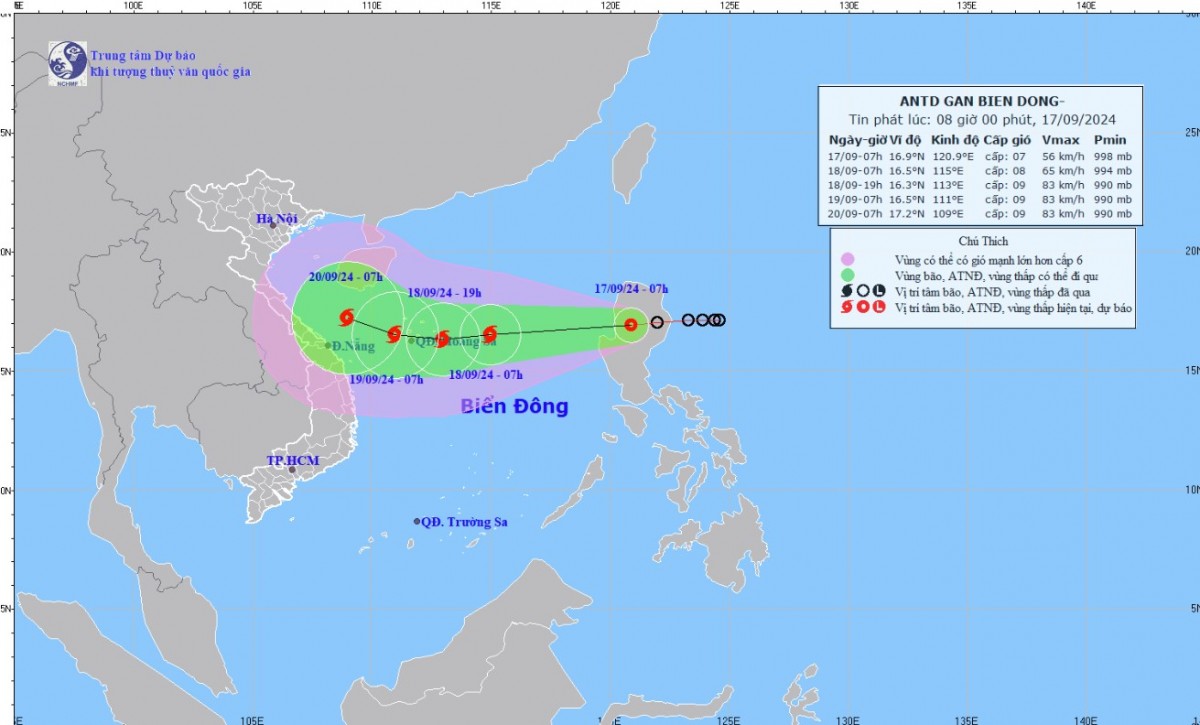Tin áp thấp nhiệt đới mạnh lên thành bão mới nhất 14h ngày 17/9 Tin áp thấp nhiệt đới mạnh lên thành bão mới nhất 14h ngày 17/9