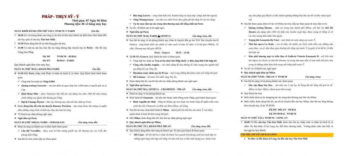 Lịch trình đi
