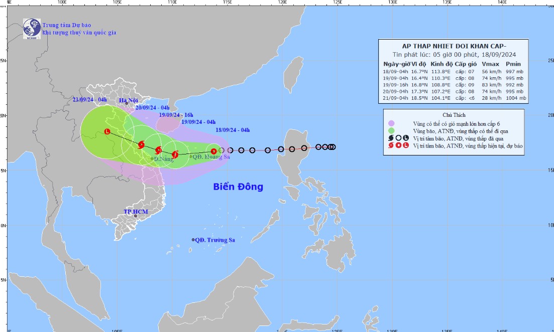 Tin áp thấp nhiệt đới trên Biển Đông thành bão số 4 mới nhất 5h ngày 18/9 Tin áp thấp nhiệt đới trên Biển Đông thành bão số 4 mới nhất 5h ngày 18/9