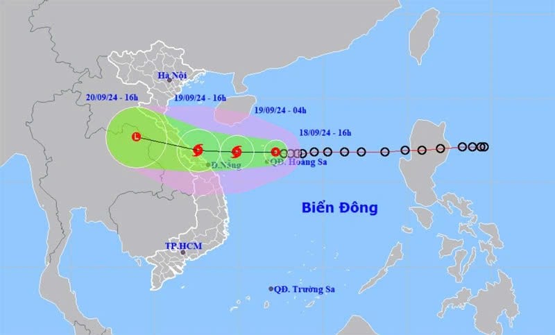 Vị trí và hướng di chuyển của áp thấp nhiệt đới (Nguồn: nchmf.gov.vn) Vị trí và hướng di chuyển của áp thấp nhiệt đới (Nguồn: nchmf.gov.vn)