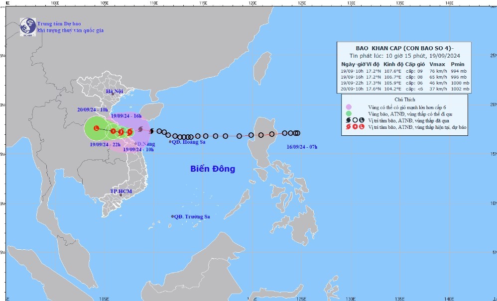 Tin bão khẩn cấp Cơn bão số 4 mới nhất ngày 19/9:... Tin bão khẩn cấp Cơn bão số 4 mới nhất ngày 19/9:...