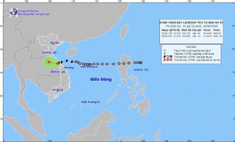 Tin bão khẩn cấp Cơn bão số 4 mới nhất chiều ngày 19/9: Tin bão khẩn cấp Cơn bão số 4 mới nhất chiều ngày 19/9: