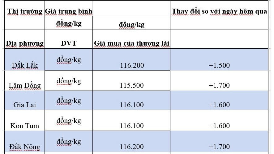 Giá cà phê hôm nay 6/10/2024: Giá cà phê hôm nay 6/10/2024: