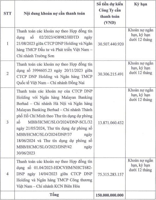 Công ty DNP Holding dự kiến dùng số vốn huy động được từ trái phiếu để trả nợ ngân hàng. Ảnh chụp màn hình Công ty DNP Holding dự kiến dùng số vốn huy động được từ trái phiếu để trả nợ ngân hàng. Ảnh chụp màn hình