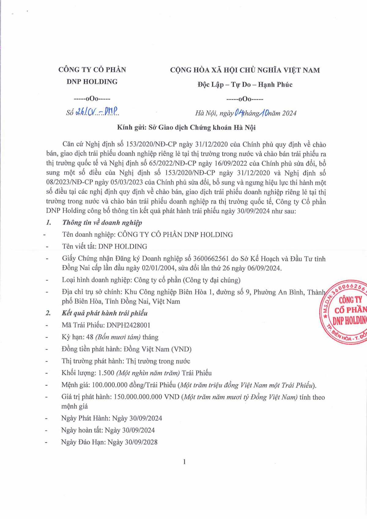 Công ty CP DNP Holding vừa thế chấp 15 triệu cổ phiếu DNP để phát hành lô trái phiếu  Công ty CP DNP Holding vừa thế chấp 15 triệu cổ phiếu DNP để phát hành lô trái phiếu