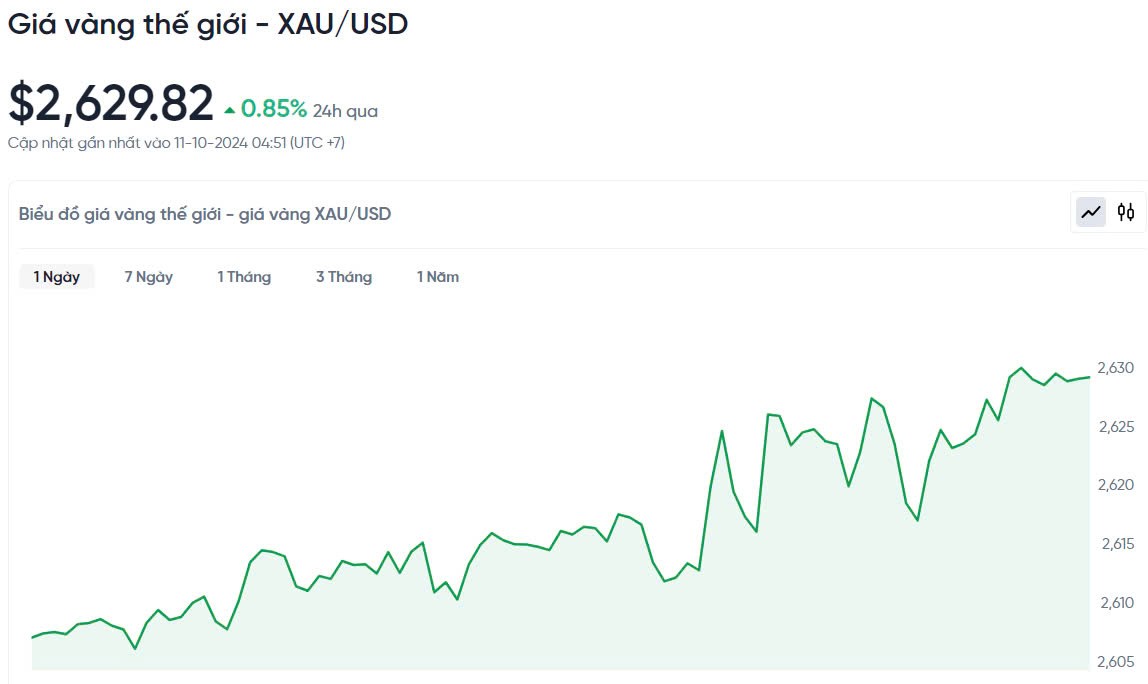 Giá vàng hôm nay 11/10/2024: