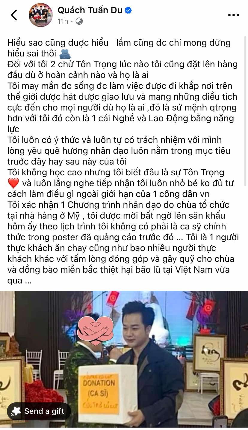 Ca sĩ Quách Tuấn Du lên tiếng sau khi bị tố biểu diễn bên cạnh cờ ba sọc Ca sĩ Quách Tuấn Du lên tiếng sau khi bị tố biểu diễn bên cạnh cờ ba sọc