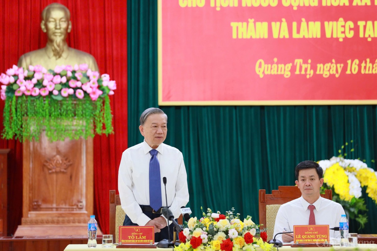 Tổng Bí thư, Chủ tịch nước Tô Lâm làm việc với Tỉnh ủy Quảng Trị