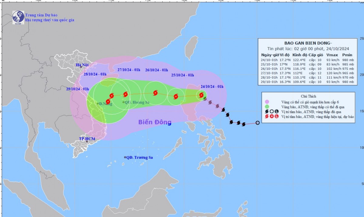 Tin mới nhất cơn bão Trami hôm nay 24/10: Bão Trà Mi ....