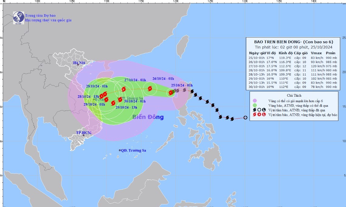 Tin mới nhất cơn bão Trami hôm nay 25/10......