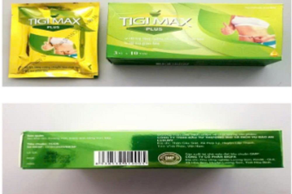 Hình ảnh về sản phẩm thực phẩm bảo vệ sức khỏe TIGI MAX PLUS có chứa chất cấm Sibutramine và Phenolphtalein được Cục An toàn thực phẩm cảnh báo. Hình ảnh về sản phẩm thực phẩm bảo vệ sức khỏe TIGI MAX PLUS có chứa chất cấm Sibutramine và Phenolphtalein được Cục An toàn thực phẩm cảnh báo.