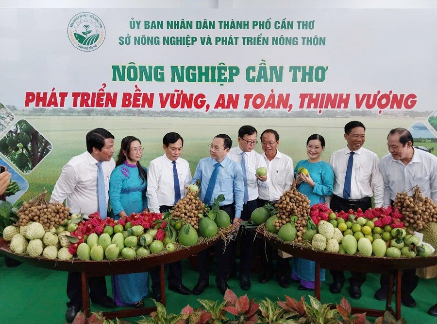 Các đại biểu tham quan gian trưng bày các loại trái cây đặc sản của ngành nông nghiệp Cần Thơ. Ảnh Cantho.gov.vn Các đại biểu tham quan gian trưng bày các loại trái cây đặc sản của ngành nông nghiệp Cần Thơ. Ảnh Cantho.gov.vn