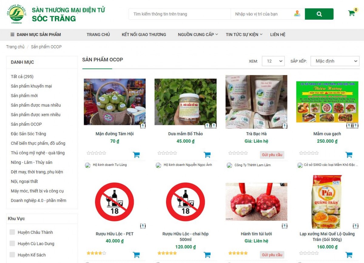 Tỉnh Sóc Trăng xây dựng sàn Thương mại điện tử nhằm đẩy mạnh quảng bá các sản phẩm. Ảnh chụp màn hình Tỉnh Sóc Trăng xây dựng sàn Thương mại điện tử nhằm đẩy mạnh quảng bá các sản phẩm. Ảnh chụp màn hình