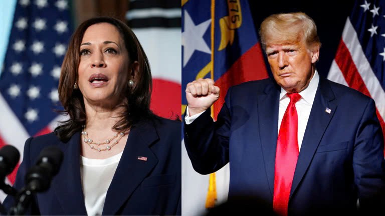 Phó Tổng thống Kamala Harris và cựu Tổng thống Donald Trump. Ảnh: AP Phó Tổng thống Kamala Harris và cựu Tổng thống Donald Trump. Ảnh: AP