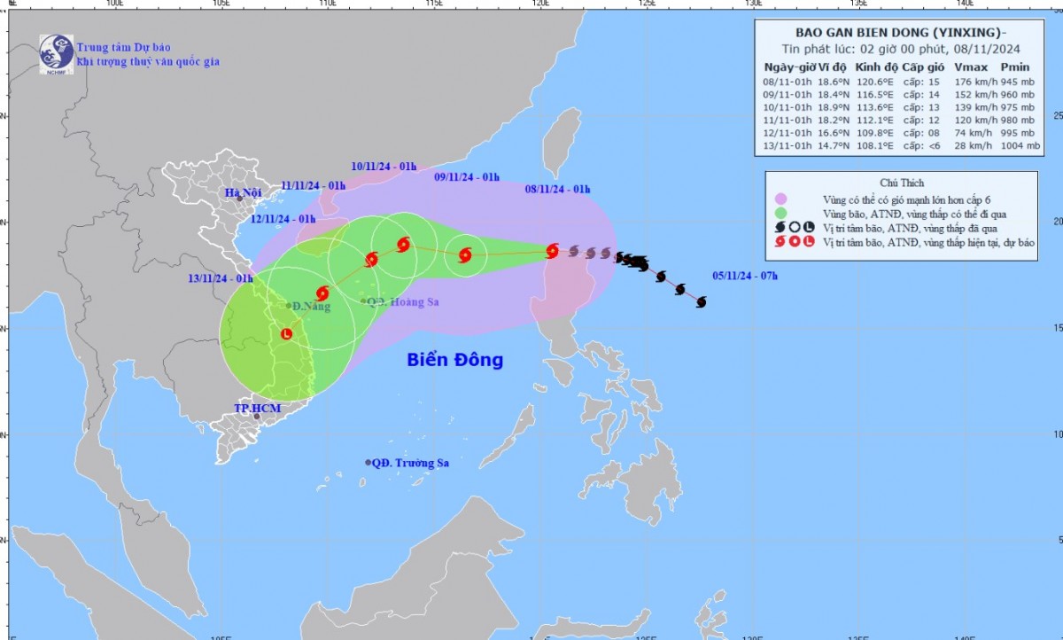 Tin bão gần Biển Đông (Cơn bão Yinxing) mới nhất hôm nay 8/11/2024: Biển Đông dậy sóng giật cấp 17 Tin bão gần Biển Đông (Cơn bão Yinxing) mới nhất hôm nay 8/11/2024: Biển Đông dậy sóng giật cấp 17