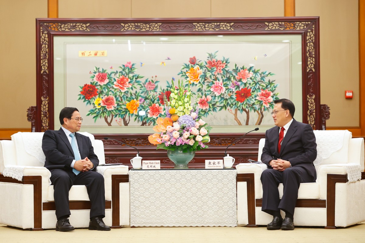 Thủ tướng Phạm Minh Chính hội kiến Bí thư Trùng Khánh (Trung Quốc) Viên Gia Quân - Ảnh: VGP/Nhật Bắc Thủ tướng Phạm Minh Chính hội kiến Bí thư Trùng Khánh (Trung Quốc) Viên Gia Quân - Ảnh: VGP/Nhật Bắc