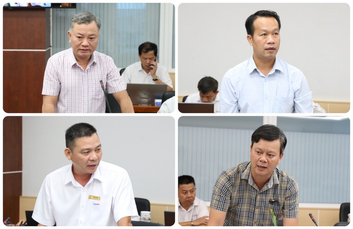 Thành viên trong đoàn công tác EVNCPC trao đổi tại buổi làm việc (Ảnh: Xuân Thái) Thành viên trong đoàn công tác EVNCPC trao đổi tại buổi làm việc (Ảnh: Xuân Thái)