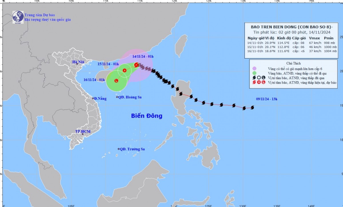 Tin bão số 8 mới nhất hôm nay 14/11 Bão số 8 giảm cường độ giật cấp 10 Tin bão số 8 mới nhất hôm nay 14/11 Bão số 8 giảm cường độ giật cấp 10
