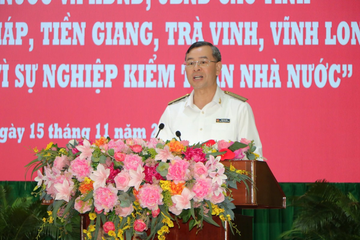 Tổng Kiểm toán nhà nước Ngô Văn Tuấn phát biểu tại Hội nghị