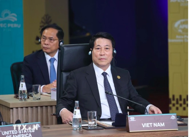 Chủ tịch nước Lương Cường dự Hội nghị Cấp cao APEC lần thứ 31. (Ảnh: Lâm Khánh/TTXVN) Chủ tịch nước Lương Cường dự Hội nghị Cấp cao APEC lần thứ 31. (Ảnh: Lâm Khánh/TTXVN)