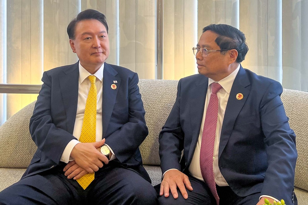 Thủ tướng Phạm Minh Chính gặp Tổng thống Hàn Quốc Yoon Suk Yeol - Ảnh: VGP/Nhật Bắc Thủ tướng Phạm Minh Chính gặp Tổng thống Hàn Quốc Yoon Suk Yeol - Ảnh: VGP/Nhật Bắc