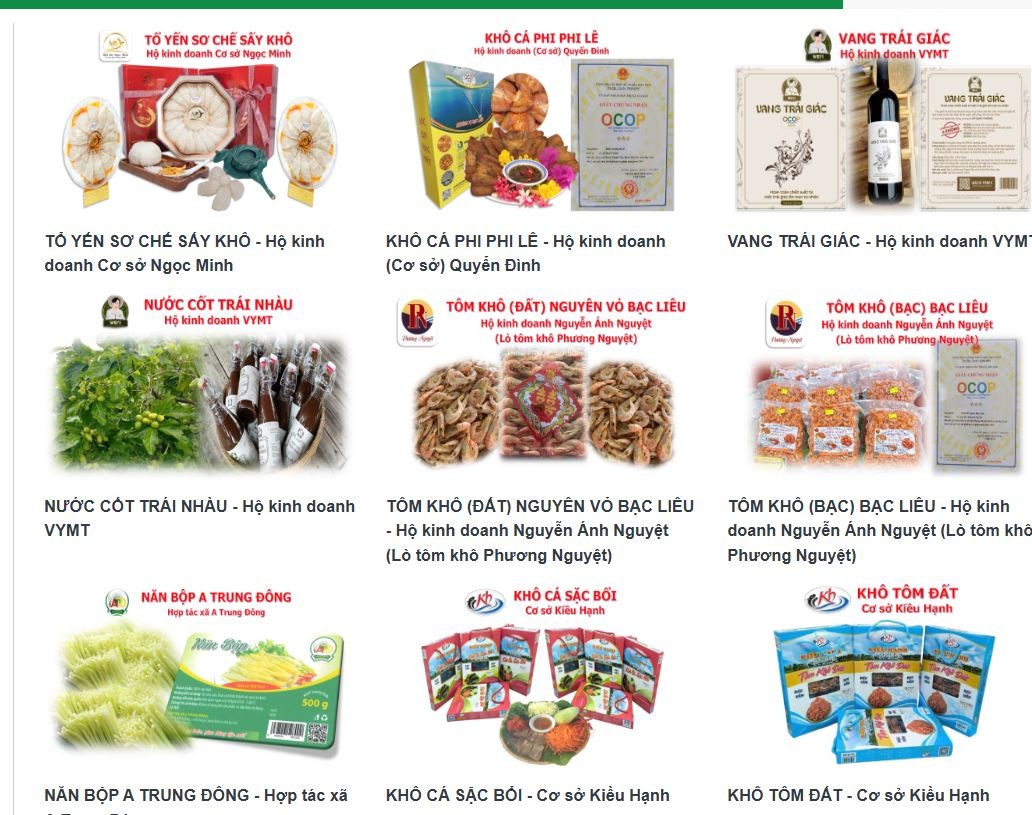 Bạc Liêu đẩy mạnh quảng bá các sản phẩm OCOP trên nền tảng số. Ảnh chụp màn hình Bạc Liêu đẩy mạnh quảng bá các sản phẩm OCOP trên nền tảng số. Ảnh chụp màn hình