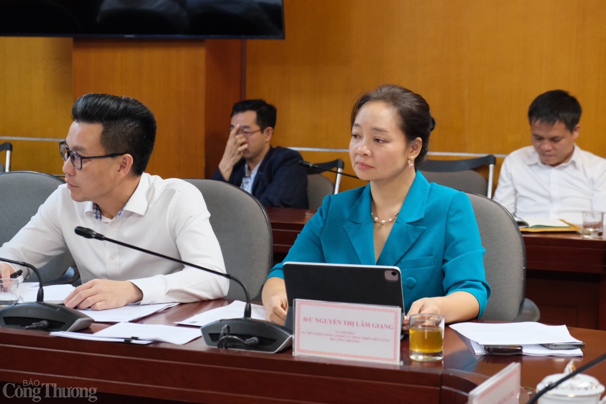 Vụ trưởng Vụ Tiết kiệm năng lượng và Phát triển bền vững có báo cáo trong buổi họp. Ảnh: Trần Đình Vụ trưởng Vụ Tiết kiệm năng lượng và Phát triển bền vững có báo cáo trong buổi họp. Ảnh: Trần Đình