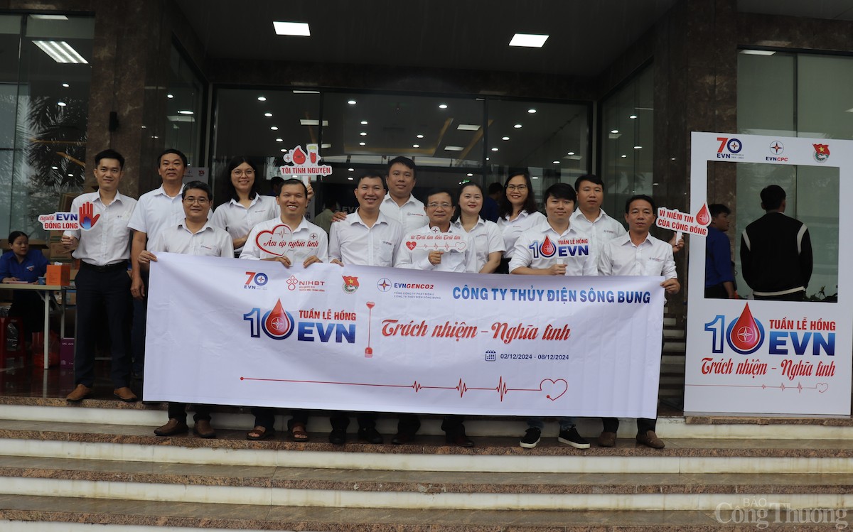 Đoàn CBCNV Công ty Thủy điện Sông Bung tham gia hiến máu trong chương trình trong Tuần lễ Hồng EVN lần thứ X ngày 06/12/2024