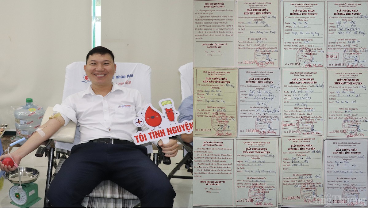 Anh Ngô Văn Nhân tham gia hiến máu trong chương trình trong Tuần lễ Hồng EVN lần thứ X năm 2024