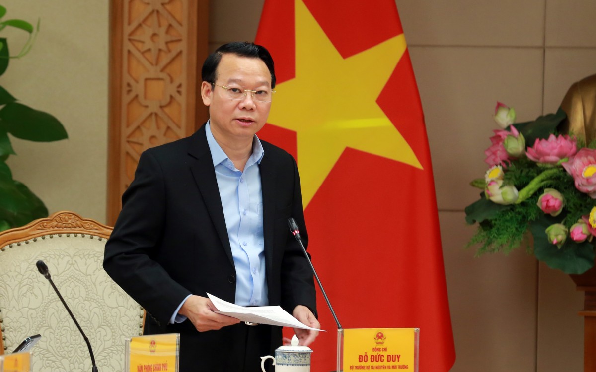 Bộ trưởng Bộ TN&MT Đỗ Đức Duy phát biểu tại cuộc làm việc - Ảnh: VGP/Minh Khôi Bộ trưởng Bộ TN&MT Đỗ Đức Duy phát biểu tại cuộc làm việc - Ảnh: VGP/Minh Khôi