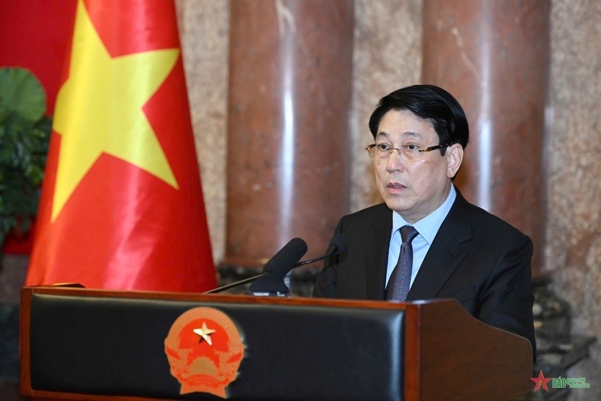 Chủ tịch nước Lương Cường phát biểu Chủ tịch nước Lương Cường phát biểu