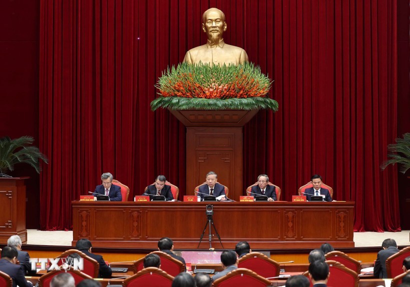 Tổng Bí thư Tô Lâm dự Hội nghị toàn quốc tổng kết công tác tổ chức xây dựng Đảng năm 2024 và triển khai nhiệm vụ năm 2025. Ảnh: TTXVN