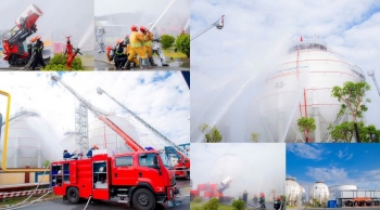 Diễn tập phương án chữa cháy, cứu nạn cứu hộ tại Kho LPG Đình Vũ, Hải Phòng