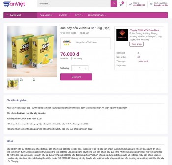 Vươn xa nhờ thương mại điện tử: Xoài sấy dẻo Vườn Bà Ba chinh phục người dùng cả nước